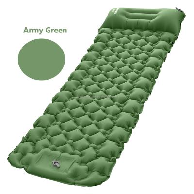 China Fashionable Ultralight Foldable Inflatable Air Mattress Hand Pump Mat Sleeping Pad With Pillow Camping for sale