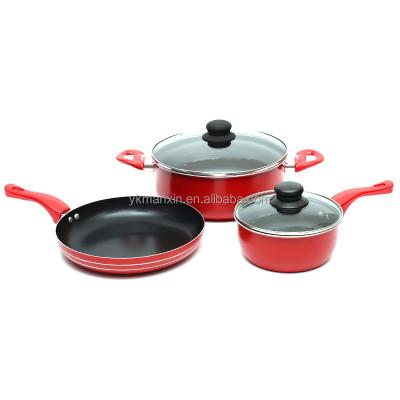 China 5 Piece Viable Pan Milk Pan Cooker Aluminum Gas Stove Set Soup Pot Non-stick Coating Touch Cooking Pot for sale