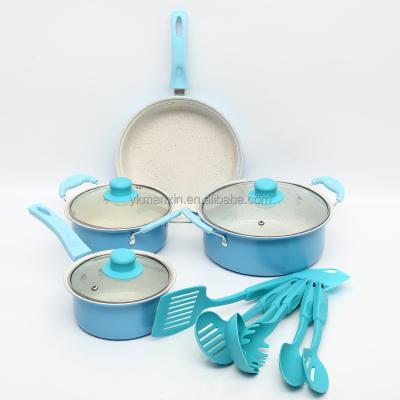 China Kitchen Pot Set Soup Pot Gift Viable Cookware Set 13 Piece Nonstick Pan Different Colors and Best Design 13PC COOKWARE SET for sale