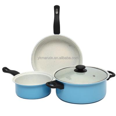 China Sustainable Soup Pot / 24CM To 24CM / 18CM Frying Pan Coocking Pot 2022 Camping Non Stick Cookware Set for sale