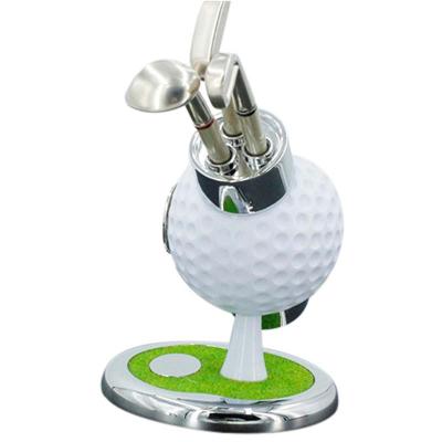 China Golf gift simulation spherical shape pen holder can be customized LOGOGolf gift clock pen holder for sale