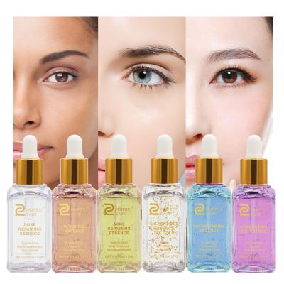 China Free Sample Anti-Puffiness Whitening Wrinkle Niacin Vitamin C Whitening Gold Anti Aging Private Label Serum 24K Facial Serum Treatment Oil for sale