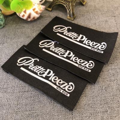 China Washable Luxury Custom Label Woven Satin T-Shirts Black Damask Cheap Apparel Garment Inside Labels Labels With Own Logo for sale