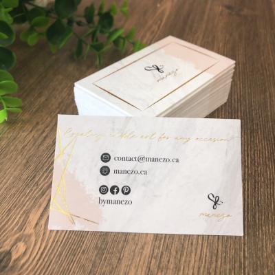 China Eco-Friend Good Quality Metal Business Cards Gold Background Hot Stamping Marble Sublimation Thank You Card for sale