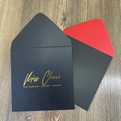 China Business Envelope Recycle Logo Packaging Envelope High Quality Custom Printed Black Cardboard Luxury Paper Envelope for sale