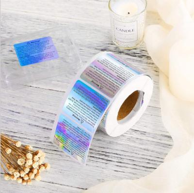 China Scratch Off Waterproof Holographic Vinyl DIY Laser Paper Candle Rolls Stickers Warning Labels for sale