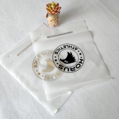 China Security Logo Printing Custom Slide Matte / Frosted Biodegradable Zipper Plastic Bag for sale