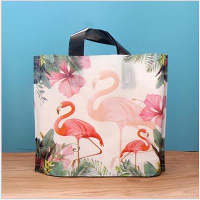 China Recyclable Women's Shoes Large PVC Tote Bag , High-grade Thick Plastic Bag With Flamingo Printing for sale