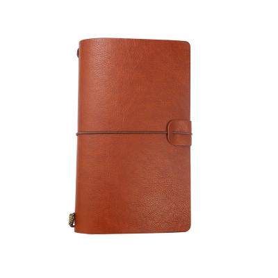 China Wholesale Soft Convenient Vintage Brown Paper Book Travel Diary Leather Refillable Diary Notebook Travel Diary For Gift for sale