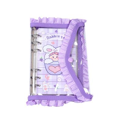 China Mini Convenient Personalized Cartoon Fine Printed Transparent Protective Bag Spiral Loose Leaf Cheap Cute Cartoon Notebooks Bulk For Female Students for sale