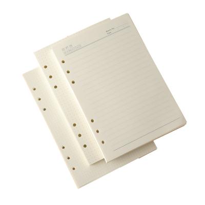 China Recycled Paper Custom A6/A5/B5 6 Hole Diary Blank Inner Core Blank Horizontal Book Loose Leaf Line Refill for sale