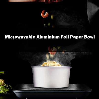 China Oilproof Food Grade Aluminum Foil Disposable Paper Bowl With Lid for sale