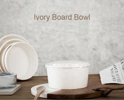 China 1500ml Food Grade Microwavable Paper Bowls Blow Paper Bowl With Plastic Cover for sale