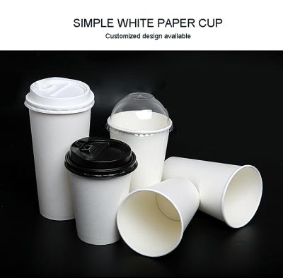 China Hot Drink Disposable Paper Cup With Black PP Lid Plastic Coffee Cup 400ml 500ml 700ml for sale