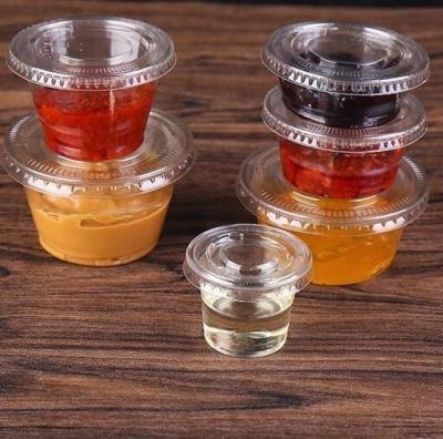 China Disposable PP PET Dressing Cup Disposable Plastic Sauce Party Sample Cup Jar 1oz 2oz 2.5oz 3oz 3.25oz 4oz 5oz 5.5oz for sale