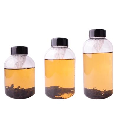 China Disposable 400ml 500ml 650ml RPET Disposable Plastic Bottle With Cover for sale