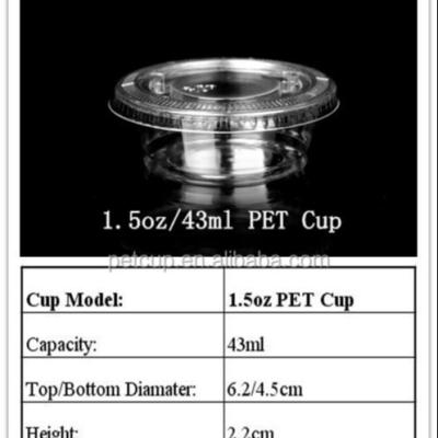 China 1.5oz Transparent Eco - Friendly Disposable Clear Plastic Sauce Cup With Flat Lid for sale