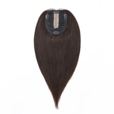 China Top 100% Silk Remy Human Hair Factory Price 10*12CM Topper Remy Hair Toupee Pieces Clips In Hair Extension For Women for sale