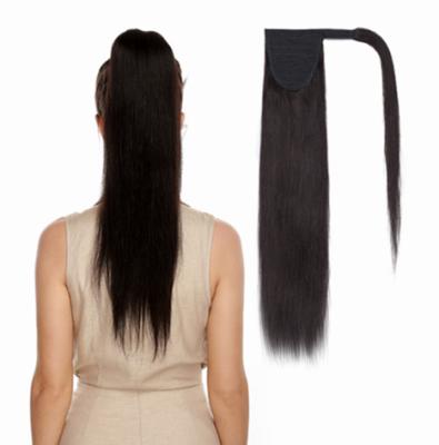 China Wholesale Natural Straight Wrap Around Ponytail 100g Straight Natural Black Ponytail Net Wave Hair Extension for sale