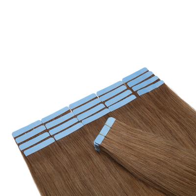 China Natual Color #06 Human Hair Straight Invisible Skin Extension Double Weft Natural Clip In Hair Extension for sale