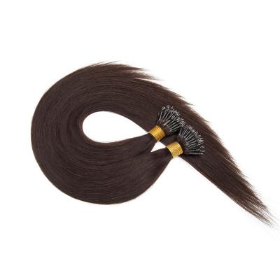 China 100% Human Hair Very Natural Double Ended Straight Dark Brown Hair 16-24 Inch Ring Human Hair Extensions Nano for sale