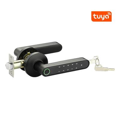 China Wholesale Price Tuya Office Apartments Hotel Smart Door Handle Lock Keypad Fingerprint Home Electronic Biometric Bedroom Office Door Lock for sale