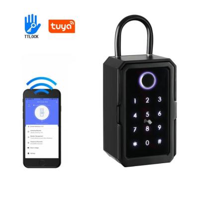 China Home Office Hotel Apartments Access Tuya TTlock Storage Box BLE Fingerprint WiFi Smart Keybox Smart Key Lockbox for sale