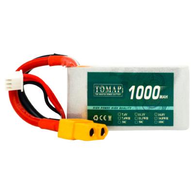 China Long Cycle Life XT60 XT90 1000mah 7.4V 25C 2S RC Lithium Li-ion Lipo Polymer Rechargeable Battery for sale