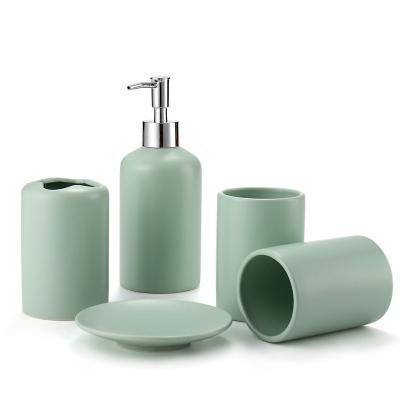 China Viable Ceramic Mouthwash Cup Toothbrush Holder Wash Kit Bathroom Wash Set Bathroom Hotel Household Supplies for sale