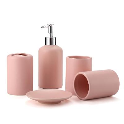 China Viable Ceramic Mouthwash Cup Toothbrush Holder Wash Kit Bathroom Wash Set Bathroom Hotel Household Supplies for sale