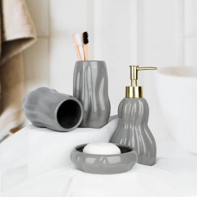 China Viable simple Nordic bathroom hotel ceramic bathroom supplies creative bathroom four-piece wash set for sale