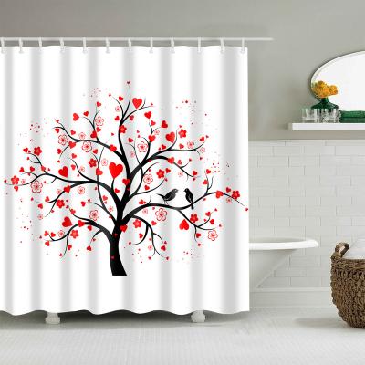 China Durable Polyester Printed Waterproof Wet-Dry Partition Shower Curtain Fabric Divider Waterproof Rust Proof Shower Curtain for sale