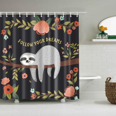 China Viable Animal Print Shower Curtain Cartoon Flower Bird Plant Landscape Christmas Gift New Year's Bathroom Decor Fabric Curtain Lovely for sale