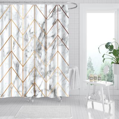 China Viable White Stripes Shower Curtains Bathroom Curtain Abstract Color Graphic Light Line Geometric Girl Bath for sale