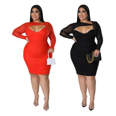 China A034 unique design sexy cute bodycon viable long sleeve solid color plus size casual outfits for fat women for sale