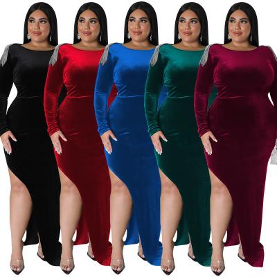 China A044 2022 hot sale elegant chain winter high quality viable pretty plus size party women's dresses for ladies for sale