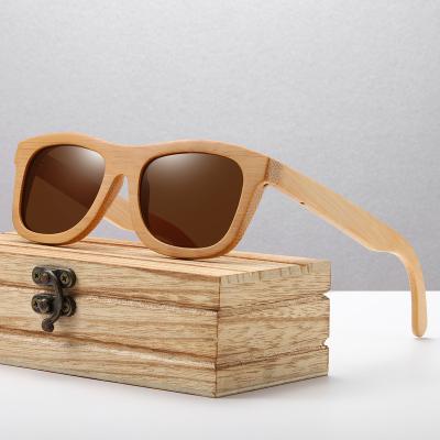 China Fashion sunglasses 2022 retro custom made natural bamboo sunglasses square logo sunglass polarized for sale