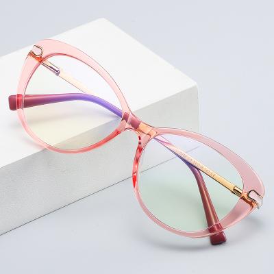 China Fashion High Quality Custom Logo Women Clear Cat Eye Sight Anti Blue Light Eyewear TR90 Optical Glasses for sale