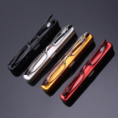 China Reading glasses shape men and women wholesale metal reading glass mini portable reading glasses with cases for sale