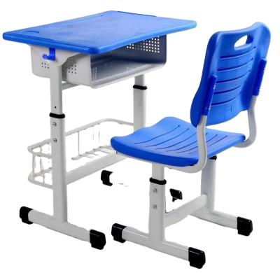 China Plastic Wholesale School Adjustable Height Desk Table And Chair With Basket Classroom Desk  And Chair for sale