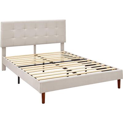 China Cheap King Bed Fabric Upholstered (Size) Platform Bed Frame Factory Wholesale Wooden Frame Adjustable Cheap Double Bed Dorm for sale