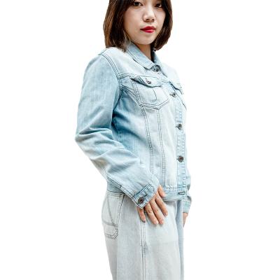 China Anti-wrinkle Accept OEM/ODM Design Solid Color Long Sleeve Women Fall Blank Denim Jacket With Logo Fashionable Custom Women's Jacket Woman for sale