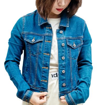 China 2022 New Arrival Anti-wrinkle Retro Style Solid Color Long Sleeve Girls Slim Denim White Jacket Long With Custom Logo for sale