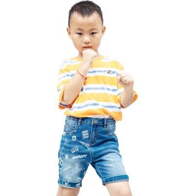 China Pure Boy Jean Shorts With Custom OEM Design Breathable Customization Cotton Denim Fabric Letter Embroidery Logo for sale