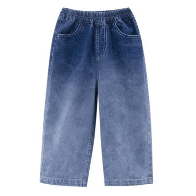 China Anti-wrinkle gradient color boys jeans fall 2021 fashion style new Korean kids thickened pants DA kids wide leg pants for sale