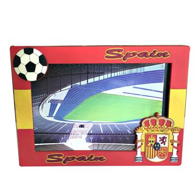 China Customized Amerpromo Package Photo Cartoon Photo Frame PVC Football Soccer Spain Brazil Soft Plastic Rubber Desktop Photo Frame for sale