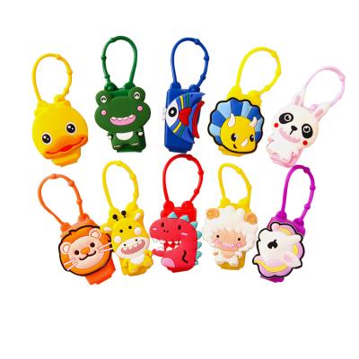 China OEM Eco-Friendly Cartoon Silicone Gel Hand Holder Animal Hand Sanitizer Pendant Amerpromo Duck Lion Duck Lion Fruit Strawberry Hand Sanitizer Pendant for sale