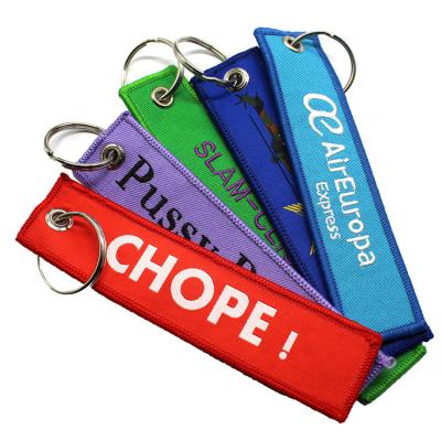 China Printing/woven/embroidery fabric keytag Amerpromo personalized aircraft aviation tags key chain custom woven key chain for sale