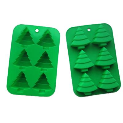 China Amerpromo 6 Baking Mold Christmas Tree Eco Friendly Silicone Cake Mold For Soap Muffin Cups DIY Jello Chocolate Cookie Making Handmade Bake Molds for sale