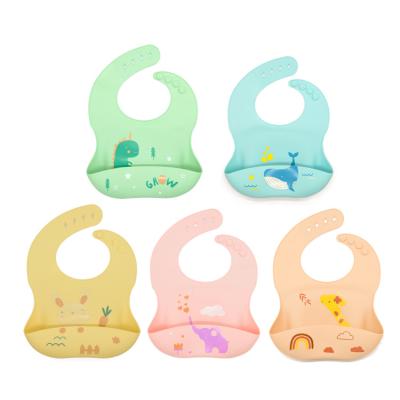 China Amerpromo Viable 2021 New Bpa Solid Color Printing Soft Waterproof Food Grade Silicone Organic Baby Bibs for sale